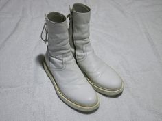 FS: Ann Demeulemeester Vitello Backlaced Boots (White SZ 42)